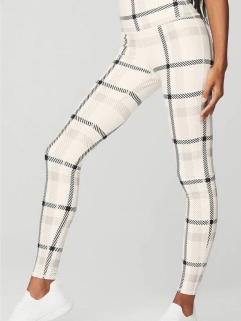 Alo High Waist Airlift Magnified Plaid Legging Ivory Black Tartan Leggings Small